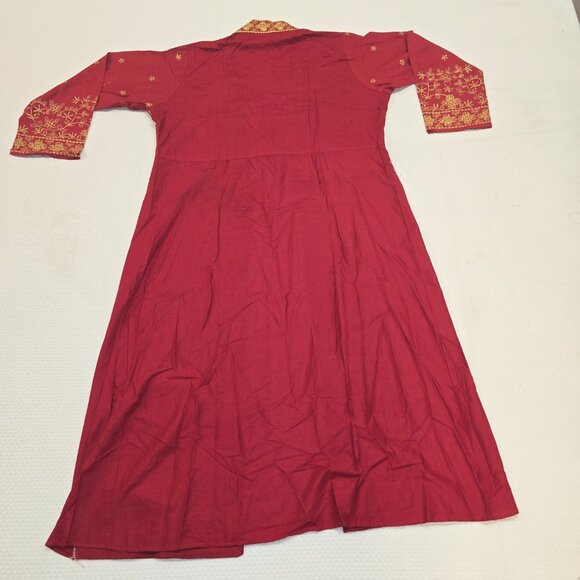 Red and Gold Desi Traditional Wear Salwar Kameez W Embroidered Jacket Size XL - Picture 5 of 8